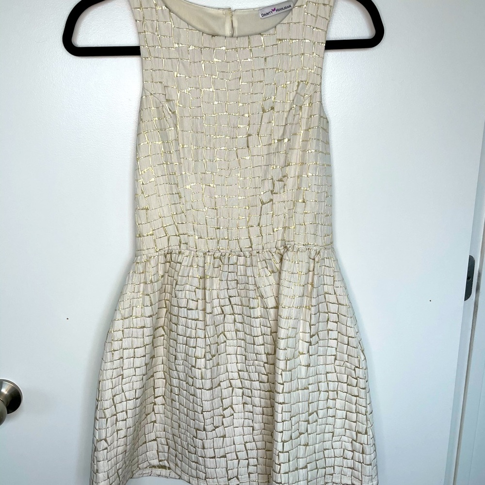 💫 Dainty Hooligan Cream & Gold Mini Dress 💫